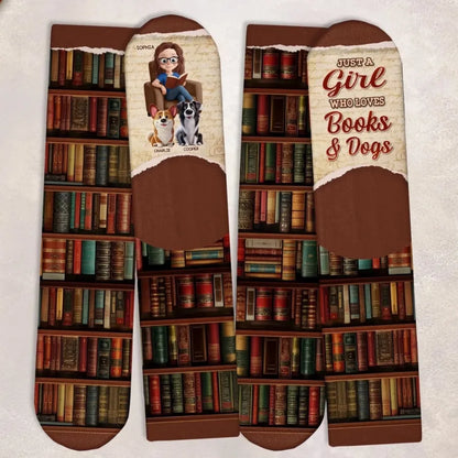 Custom Crew Socks - Personalized Bookish Gifts For Book Lovers, Bookworms, Dog Dad And Mom - Books With Pawprints