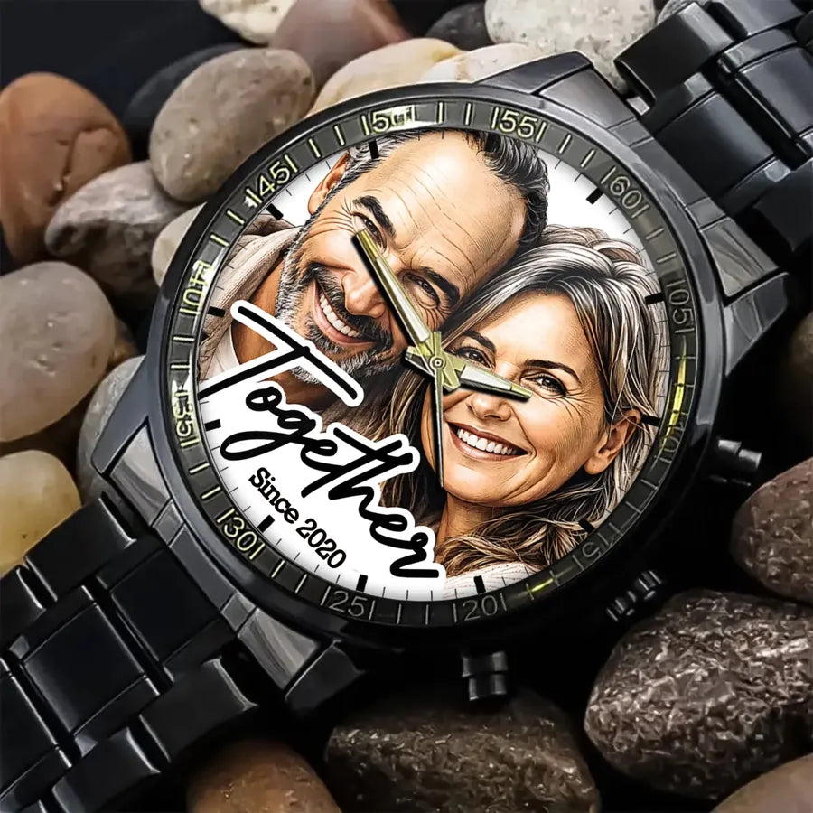 Custom Couple Photo Watch - Personalized Anniversary Gifts For Husband - Together Forever