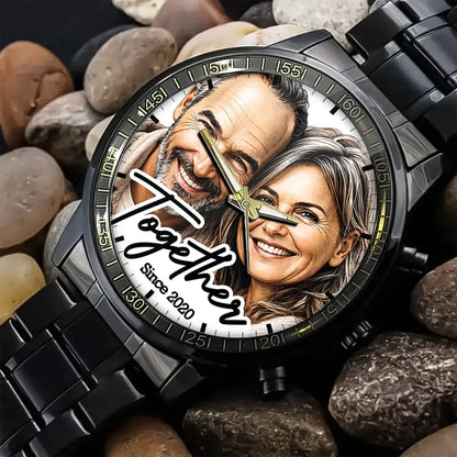 Custom Couple Photo Watch - Personalized Anniversary Gifts For Husband - Together Forever