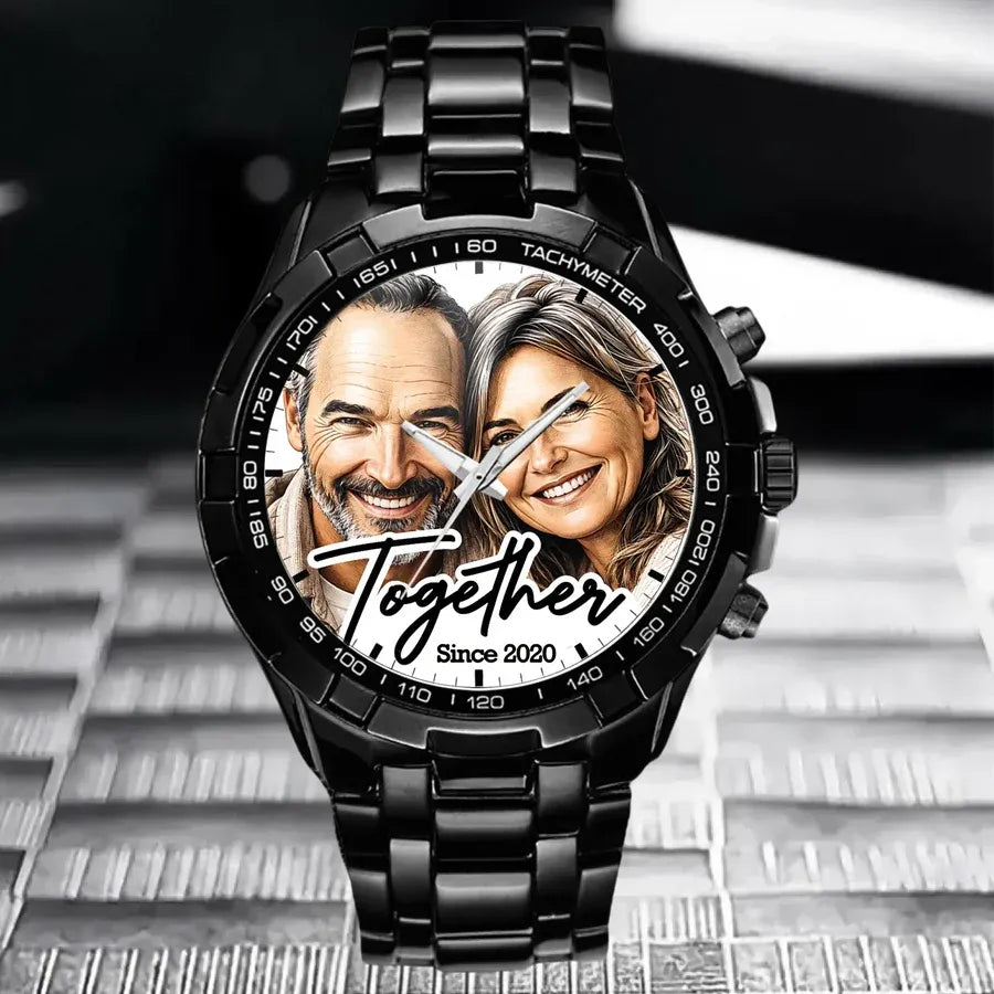 Custom Couple Photo Watch - Personalized Anniversary Gifts For Husband - Together Forever