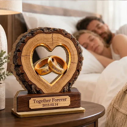 Custom Couple Anniversary Wooden Plaque - Personalized Together Forever Tabletop Decor
