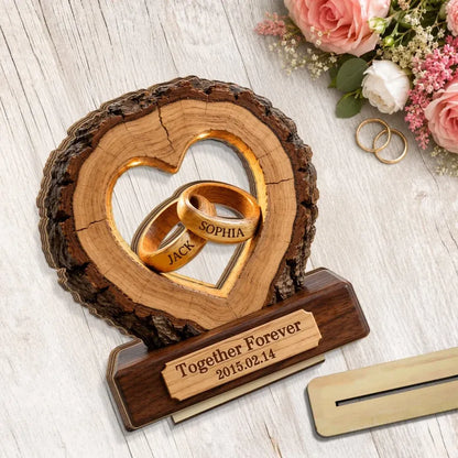 Custom Couple Anniversary Wooden Plaque - Personalized Together Forever Tabletop Decor