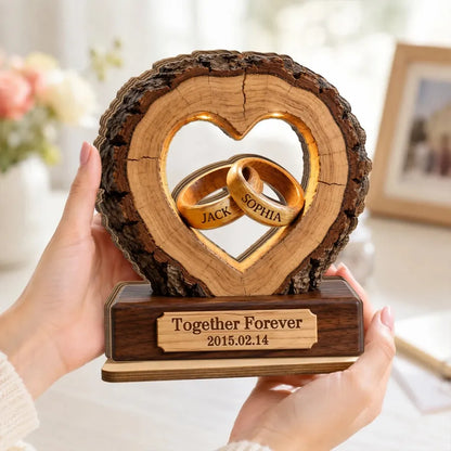 Custom Couple Anniversary Wooden Plaque - Personalized Together Forever Tabletop Decor