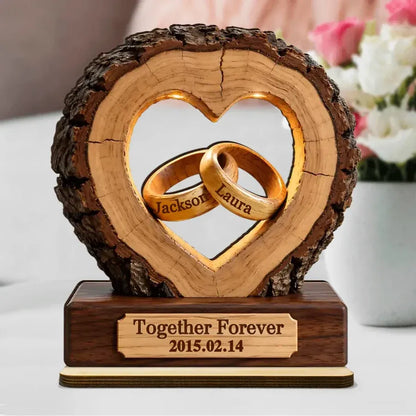 Custom Couple Anniversary Wooden Plaque - Personalized Together Forever Tabletop Decor