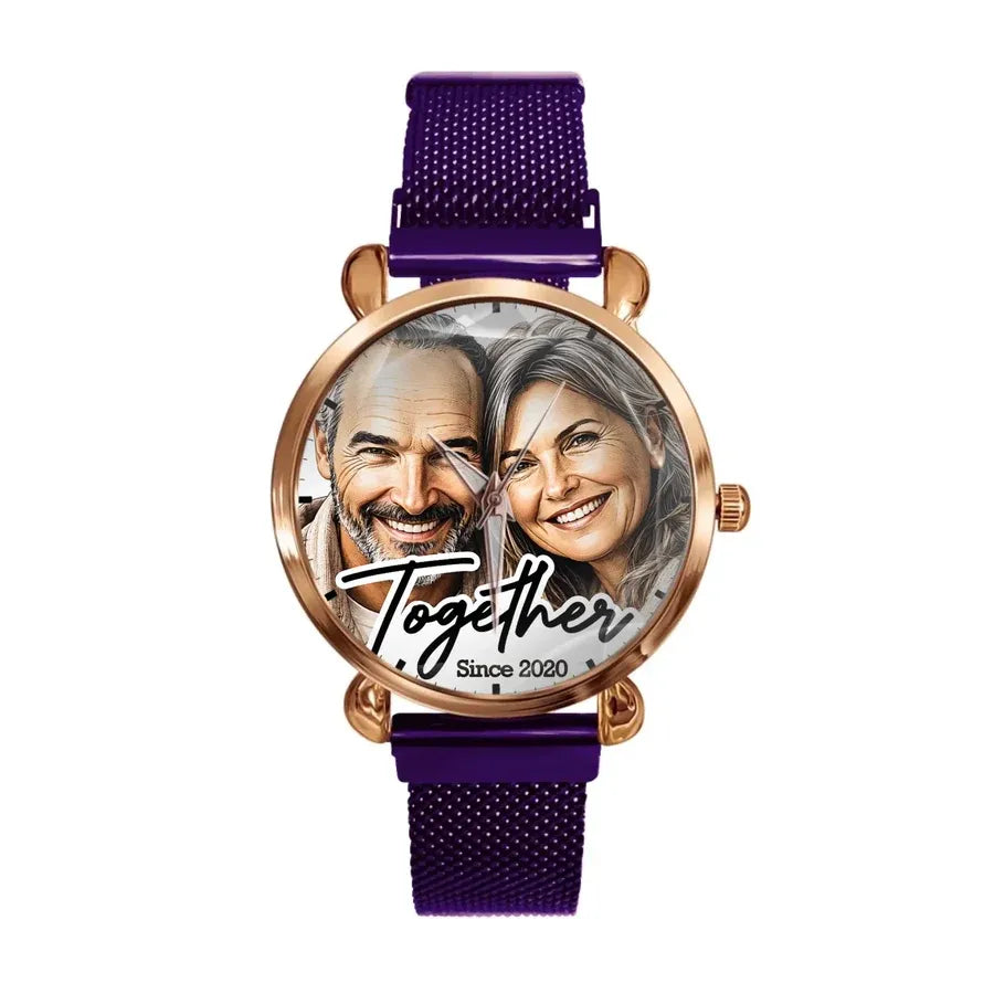 Custom Couple Photo Watch - Personalized Anniversary Gifts For Husband - Together Forever
