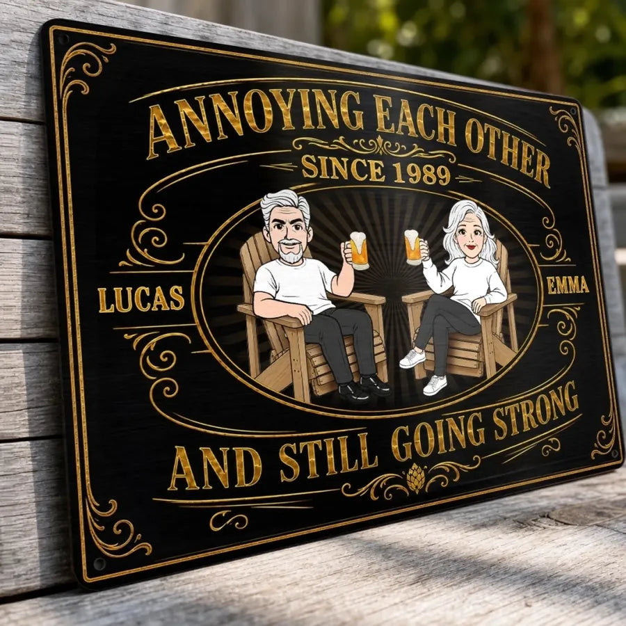 Custom Couple Metal Sign - Personalized Anniversary Gifts For Husband & Wife - Still Stuck With Each Other
