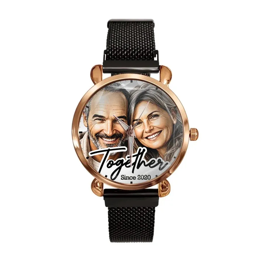 Custom Couple Photo Watch - Personalized Anniversary Gifts For Husband - Together Forever