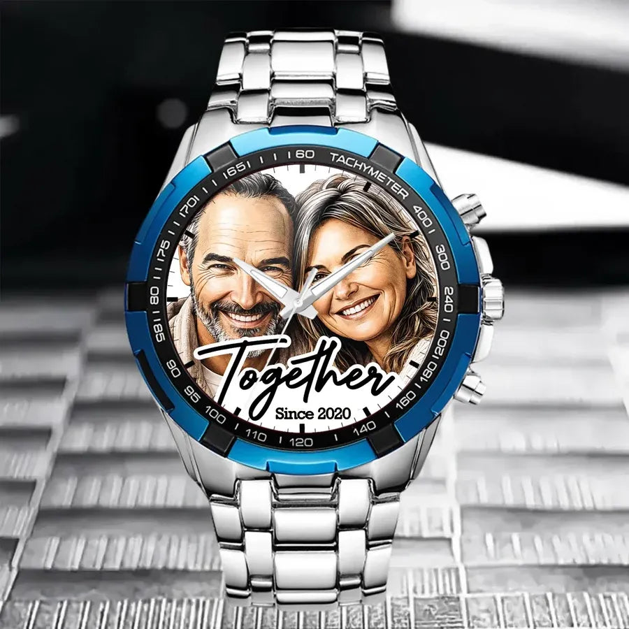 Custom Couple Photo Watch - Personalized Anniversary Gifts For Husband - Together Forever