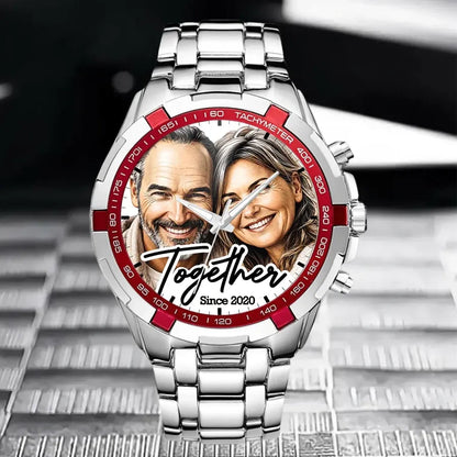 Custom Couple Photo Watch - Personalized Anniversary Gifts For Husband - Together Forever