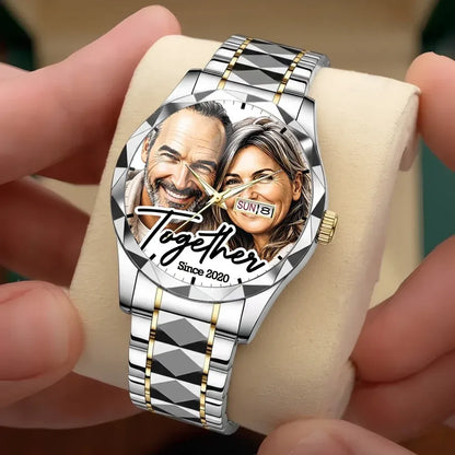 Custom Couple Photo Watch - Personalized Anniversary Gifts For Husband - Together Forever