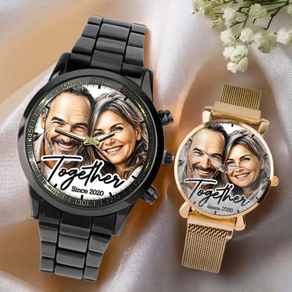 Custom Couple Photo Watch - Personalized Anniversary Gifts For Husband - Together Forever