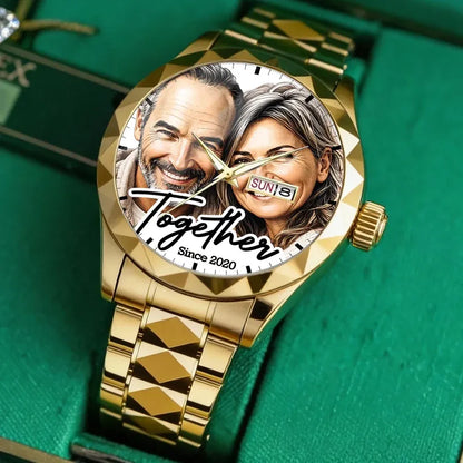 Custom Couple Photo Watch - Personalized Anniversary Gifts For Husband - Together Forever