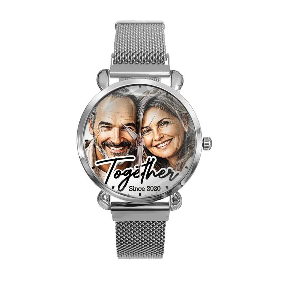 Custom Couple Photo Watch - Personalized Anniversary Gifts For Husband - Together Forever