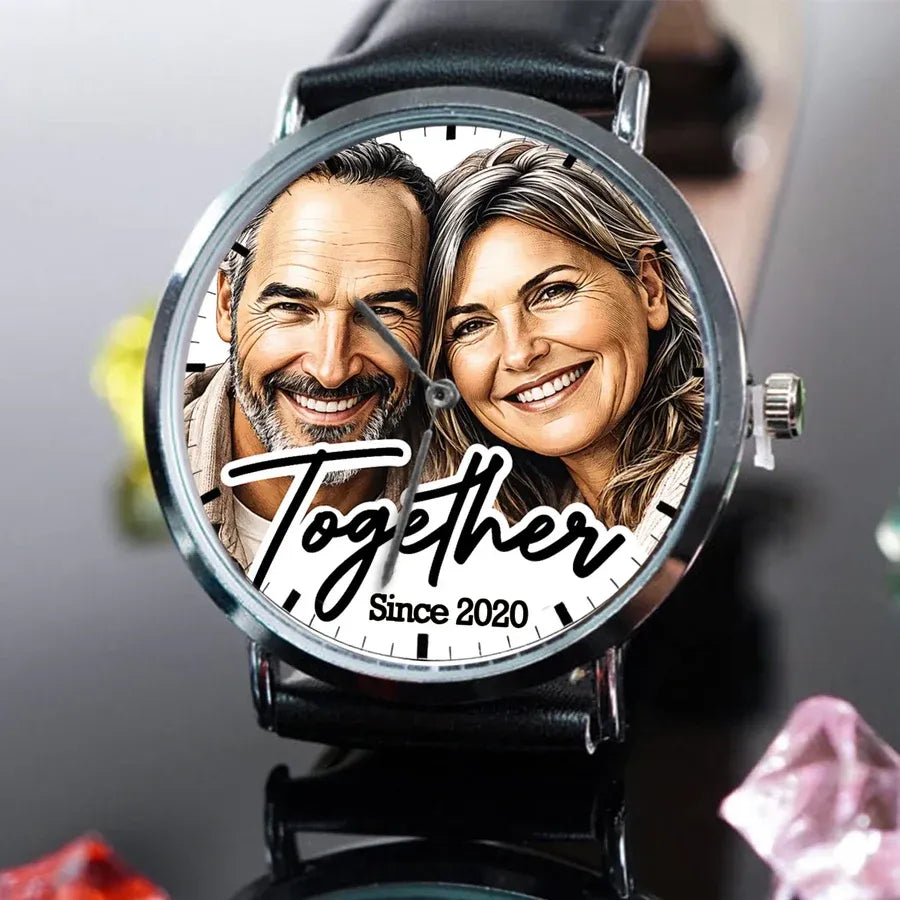Custom Couple Photo Watch - Personalized Anniversary Gifts For Husband - Together Forever