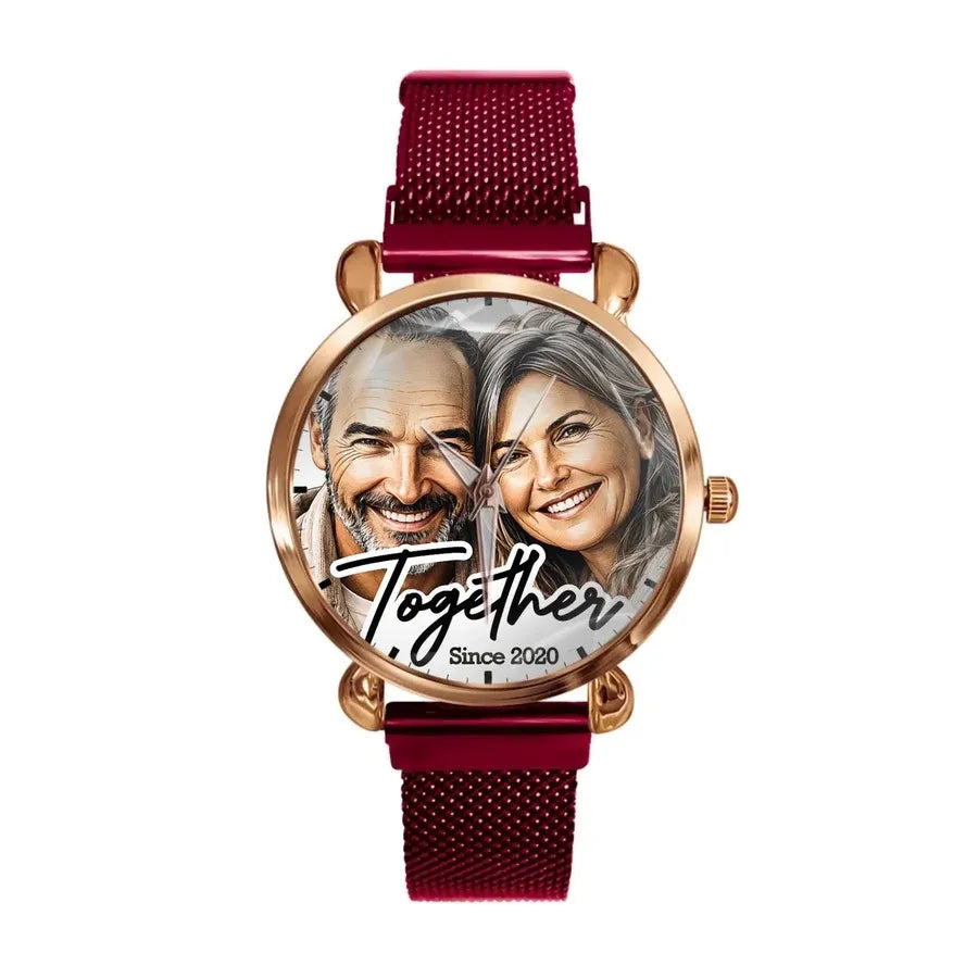 Custom Couple Photo Watch - Personalized Anniversary Gifts For Husband - Together Forever