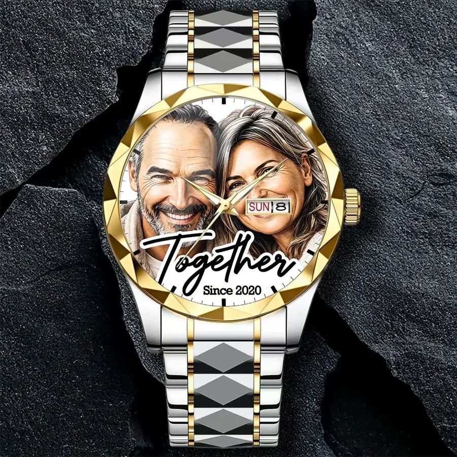 Custom Couple Photo Watch - Personalized Anniversary Gifts For Husband - Together Forever