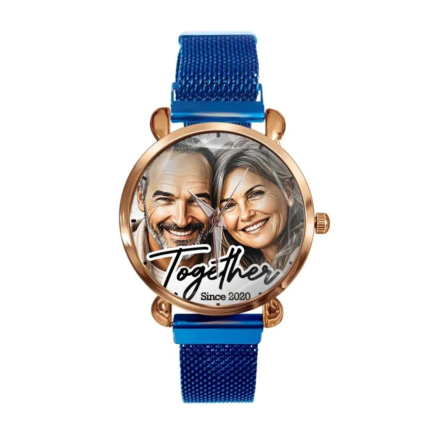 Custom Couple Photo Watch - Personalized Anniversary Gifts For Husband - Together Forever