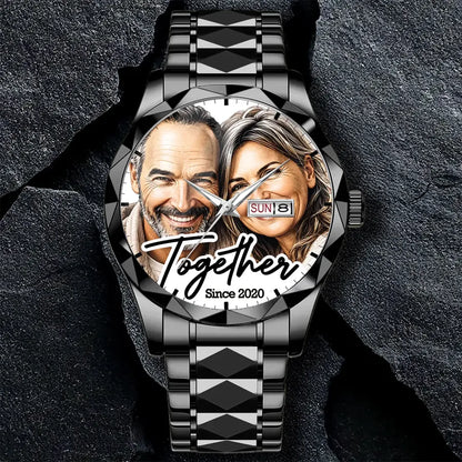 Custom Couple Photo Watch - Personalized Anniversary Gifts For Husband - Together Forever