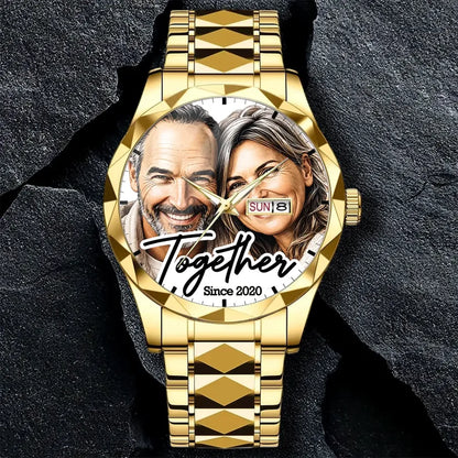 Custom Couple Photo Watch - Personalized Anniversary Gifts For Husband - Together Forever