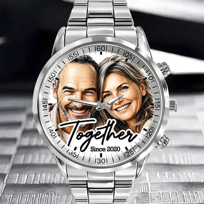 Custom Couple Photo Watch - Personalized Anniversary Gifts For Husband - Together Forever