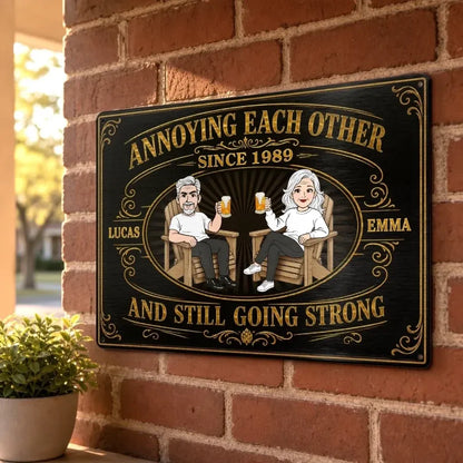 Custom Couple Metal Sign - Personalized Anniversary Gifts For Husband & Wife - Still Stuck With Each Other